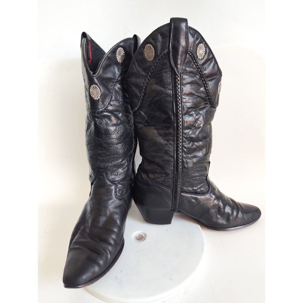 Vintage Laredo Cowboy Boots 8 Concho Cowgirl Leather Western Pointed Toe USA
